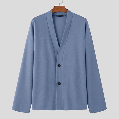 Men’s Solid Color V-Neck Cardigan
