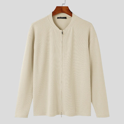 Men’s Textured Zipper Cardigan Sweater