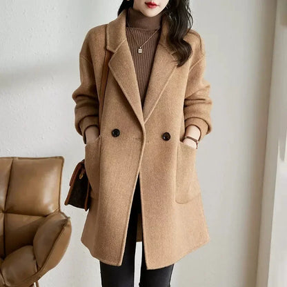 Thickened Mid-Length Woolen Coat