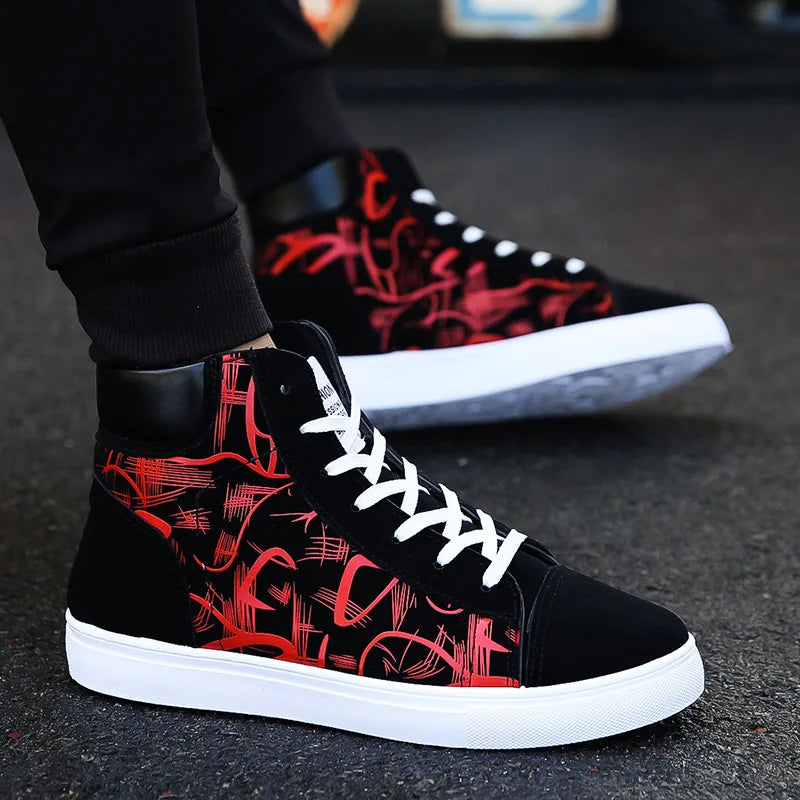 Pair of Men's High-Top Canvas Sneakers