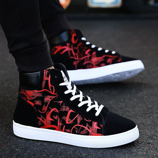 Pair of Men's High-Top Canvas Sneakers