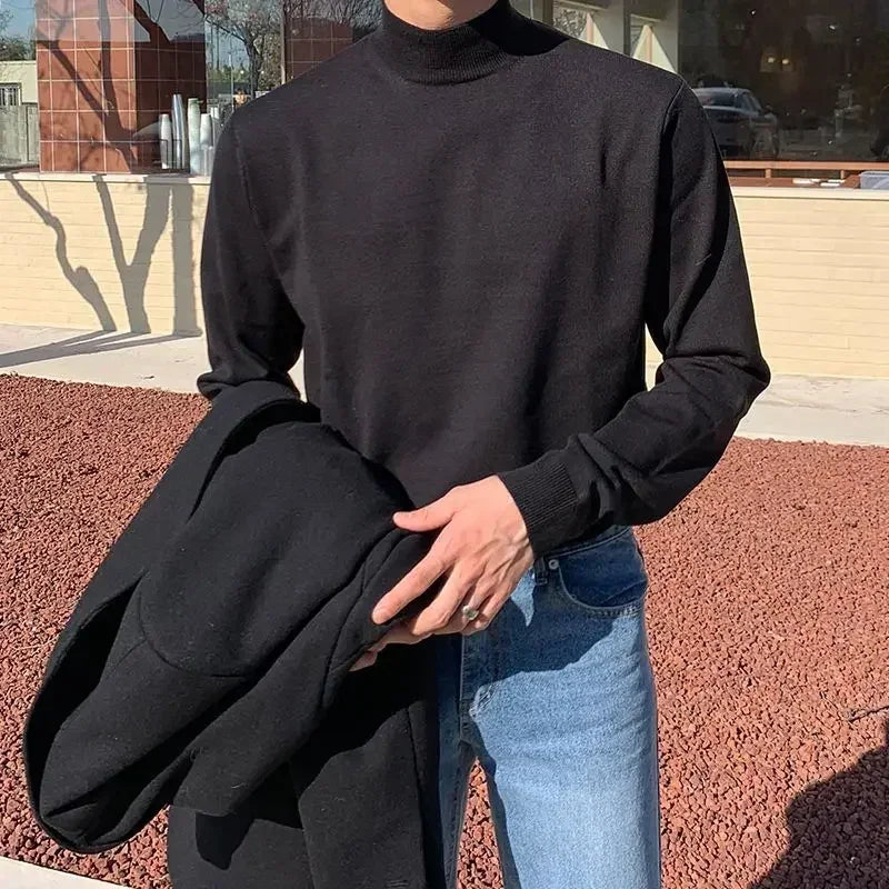 Men's Half Turtleneck Long-Sleeved Knit Sweater