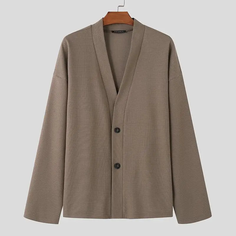 Men’s Solid Color V-Neck Cardigan