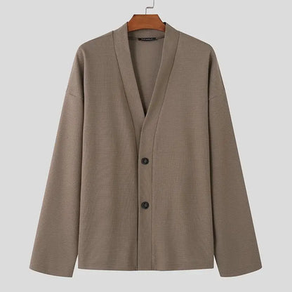 Men’s Solid Color V-Neck Cardigan