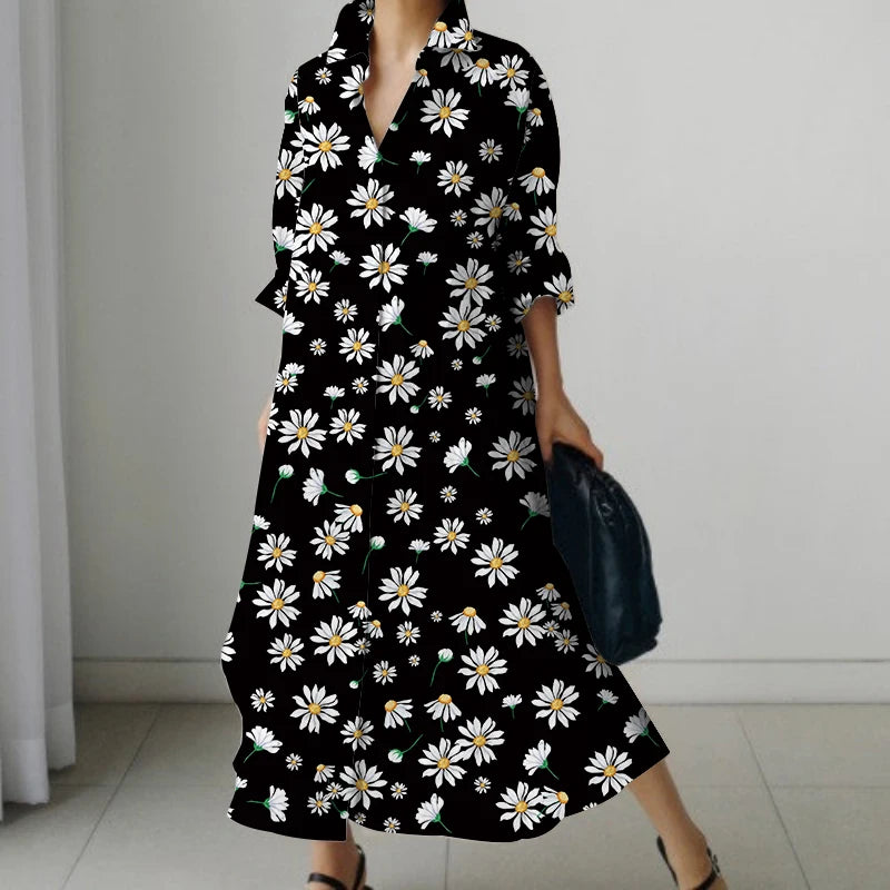 Casual Oversized V-Neck Shirt Dress