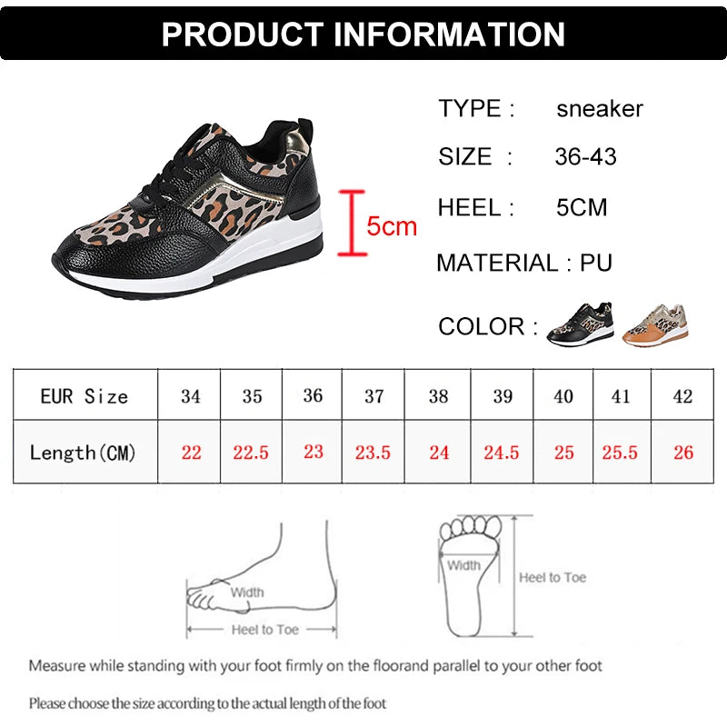 Pair of Plus Size Leopard Print Platform Sneakers