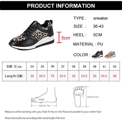 Pair of Plus Size Leopard Print Platform Sneakers