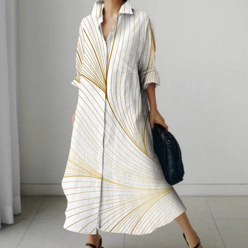 Casual Oversized V-Neck Shirt Dress
