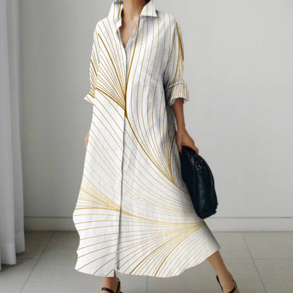 Casual Oversized V-Neck Shirt Dress