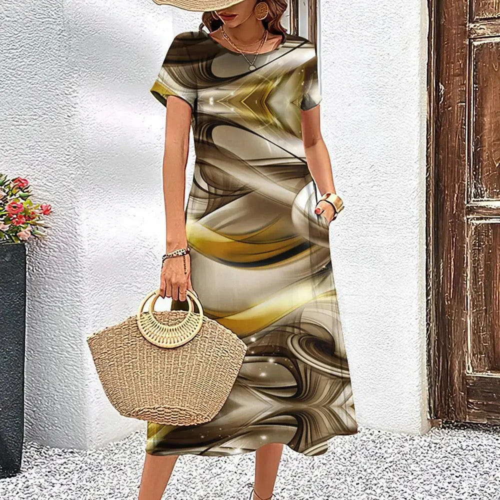 Elegant Streak Print A-Line Dress