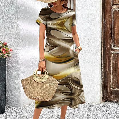 Elegant Streak Print A-Line Dress