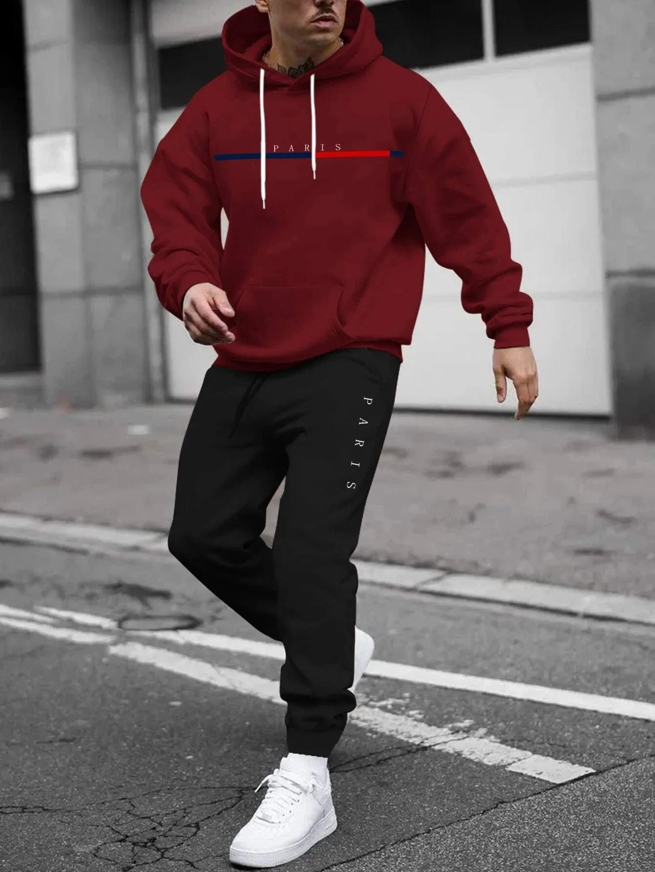 Men Autumn Winter Drawstring Tracksuit
