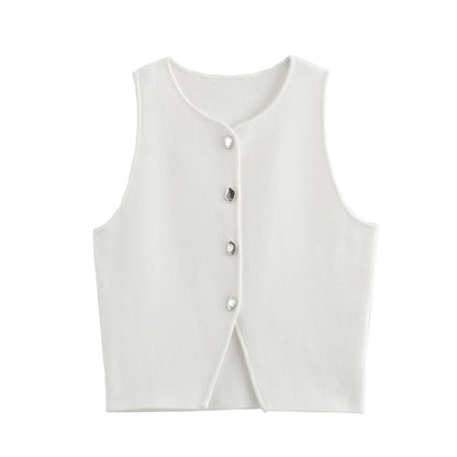 Women's White Knit Crop Tank Top