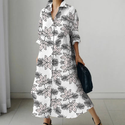 Casual Oversized V-Neck Shirt Dress