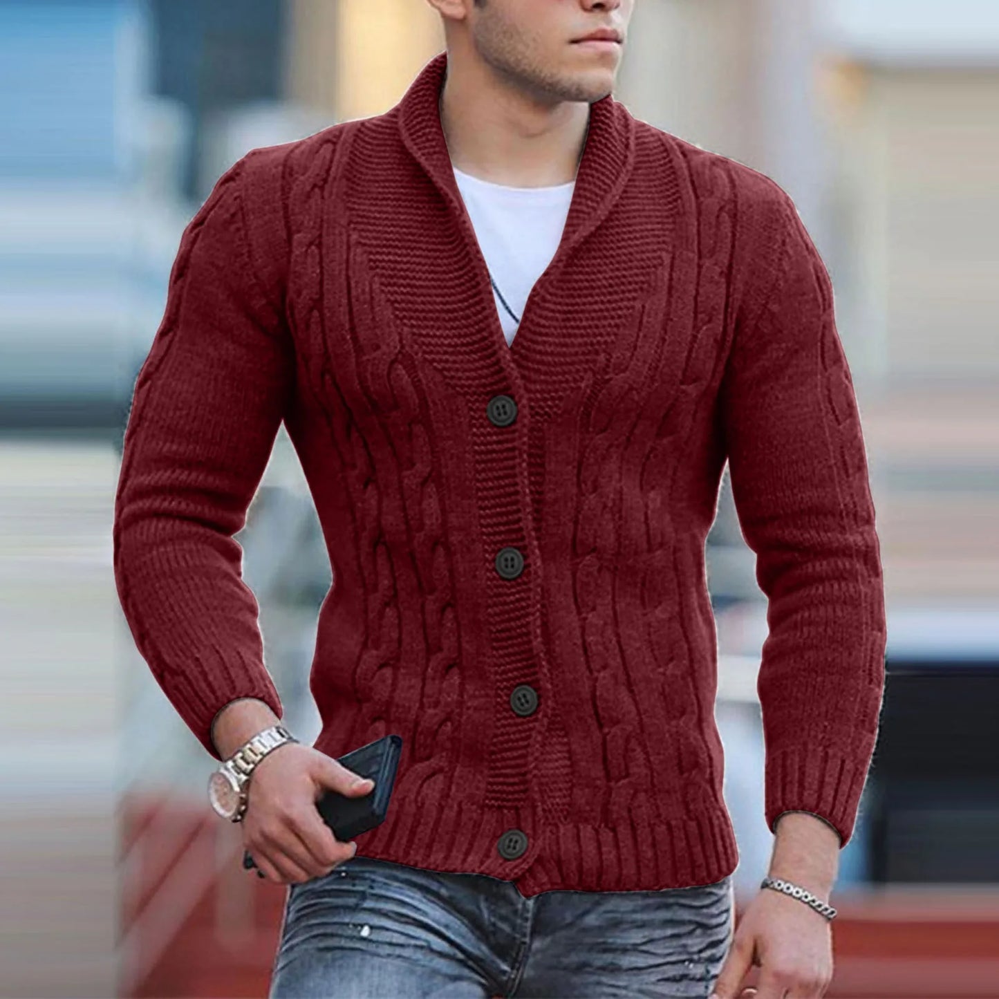 Men’s Fashion Knitted Cardigan Sweater