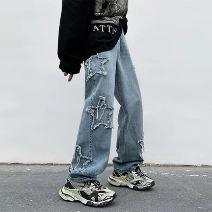 Men’s Y2K Star Embroidered Brown Jeans