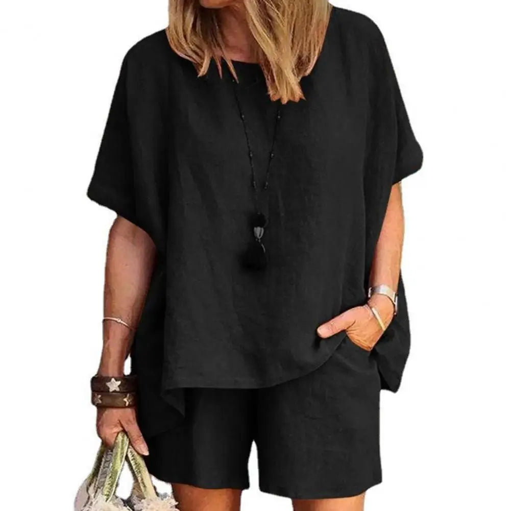 Long-Sleeve Cotton-Linen Blouse