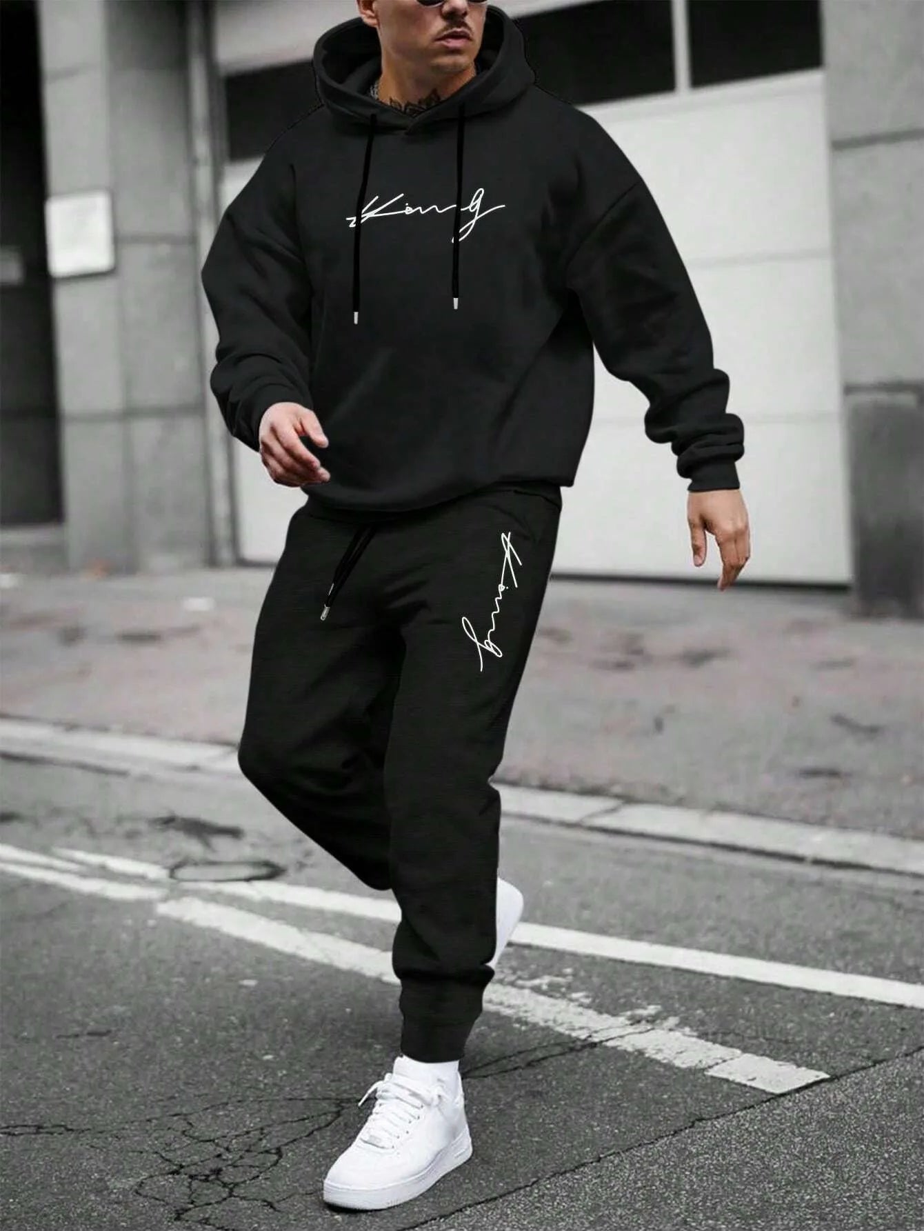 Men Autumn Winter Drawstring Tracksuit