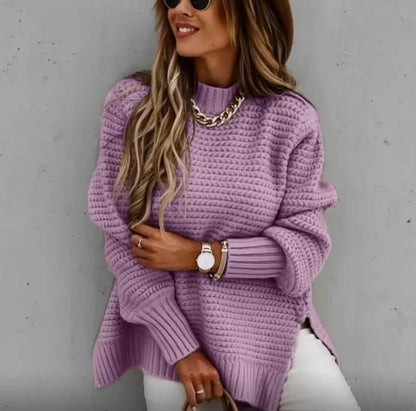 Women's Rib-Knit Mock Neck Pullover Sweater