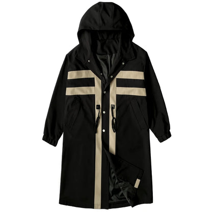 Men’s Patchwork Hooded Trench Coat