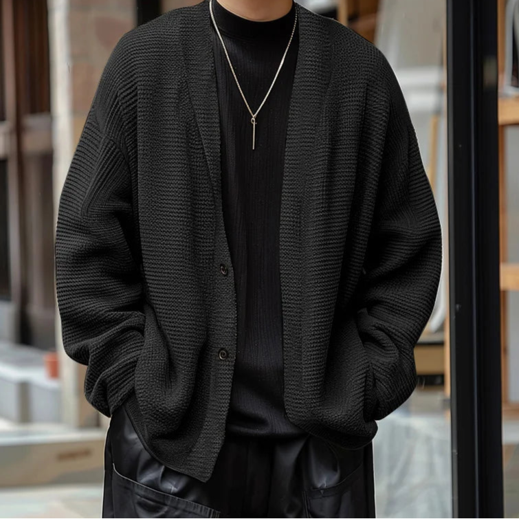 Men’s Solid Color V-Neck Cardigan