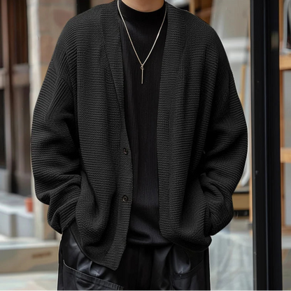 Men’s Solid Color V-Neck Cardigan