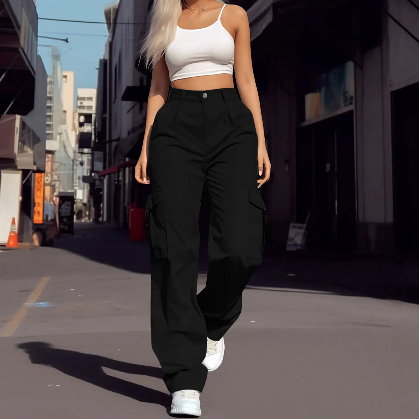 Women’s High-Waist Cargo Parachute Pants