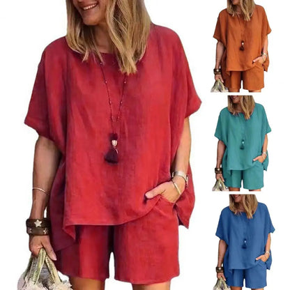 Long-Sleeve Cotton-Linen Blouse