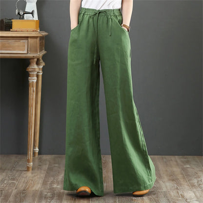 Lady Orange High-Waisted Floor-Length Trousers