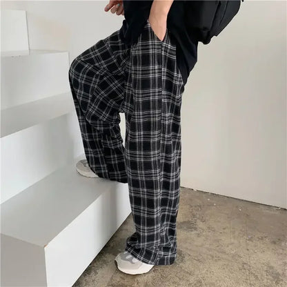 Unisex Plaid Straight-Leg Pants