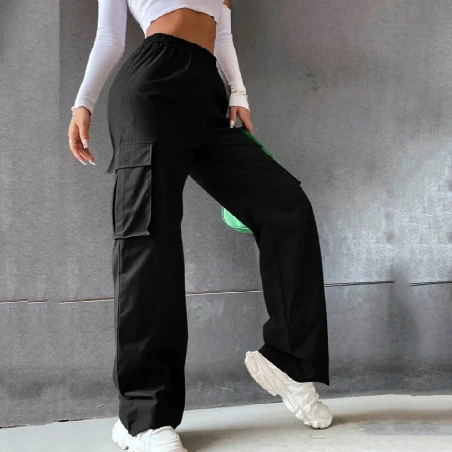 Women’s High-Waist Orange Cargo Trousers