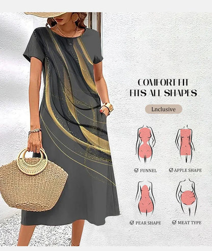 Elegant Streak Print A-Line Dress