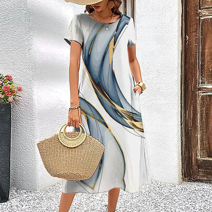 Elegant Streak Print A-Line Dress