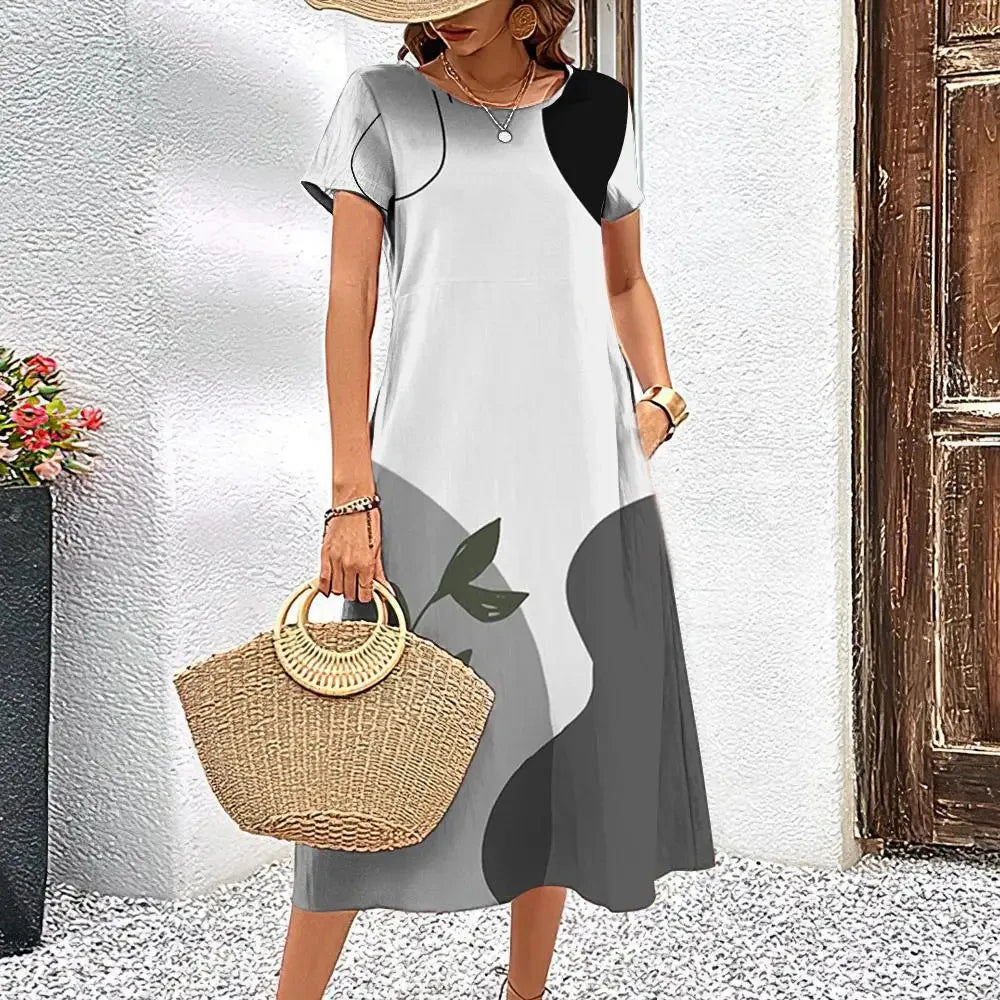 Elegant Streak Print A-Line Dress