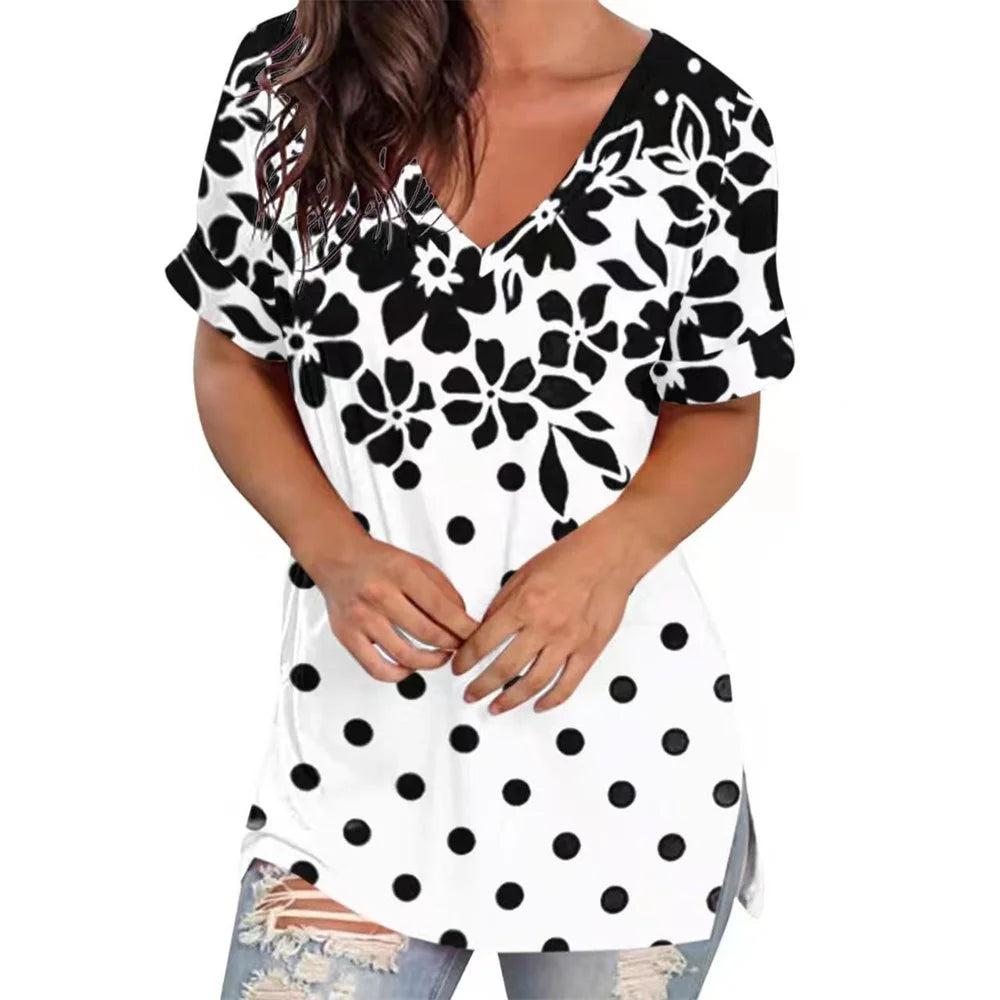 Women’s Striped Gradient V-Neck T-Shirt