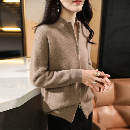 Women's Wool Zip-Up Cardigan