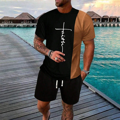 Simple Cross Printed Short-Sleeved T-Shirt
