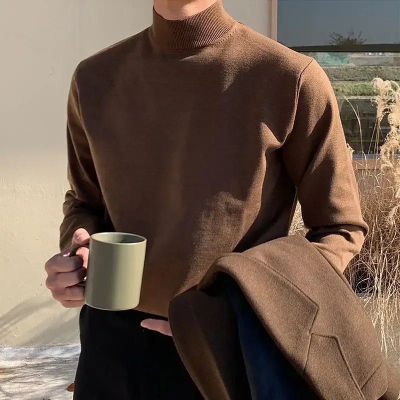 Men's Half Turtleneck Long-Sleeved Knit Sweater