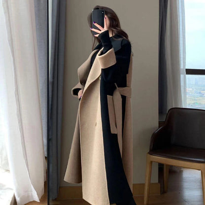 Women’s Color Matching Wool Coat