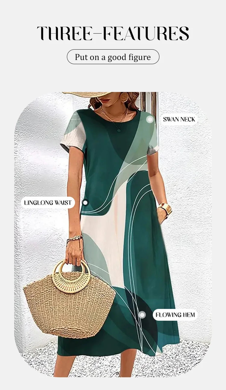 Elegant Streak Print A-Line Dress