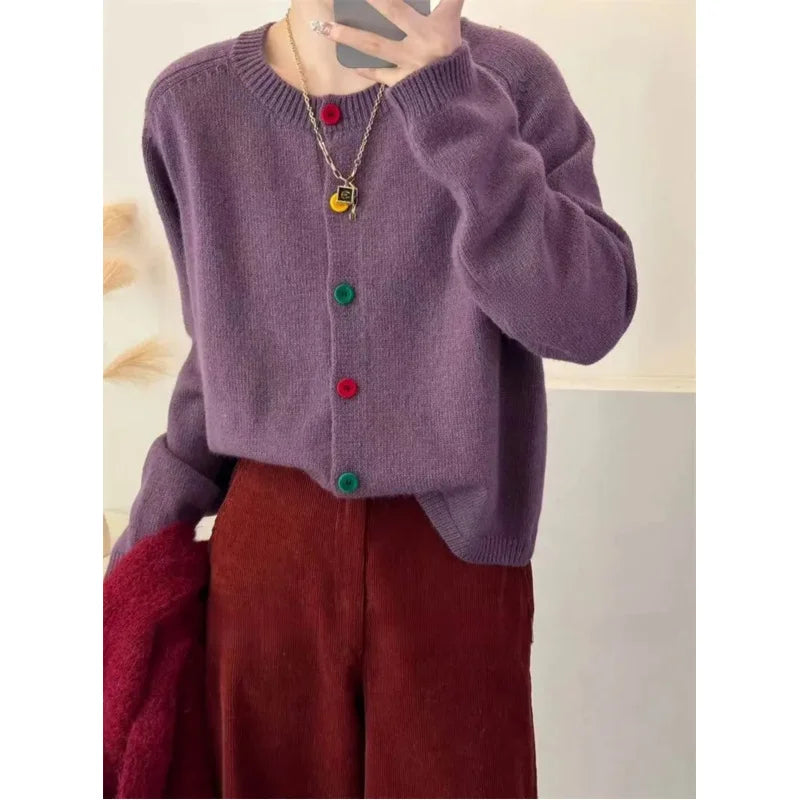 Women's Colorful Button Knitwear Cardigan