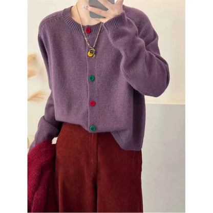 Women's Colorful Button Knitwear Cardigan