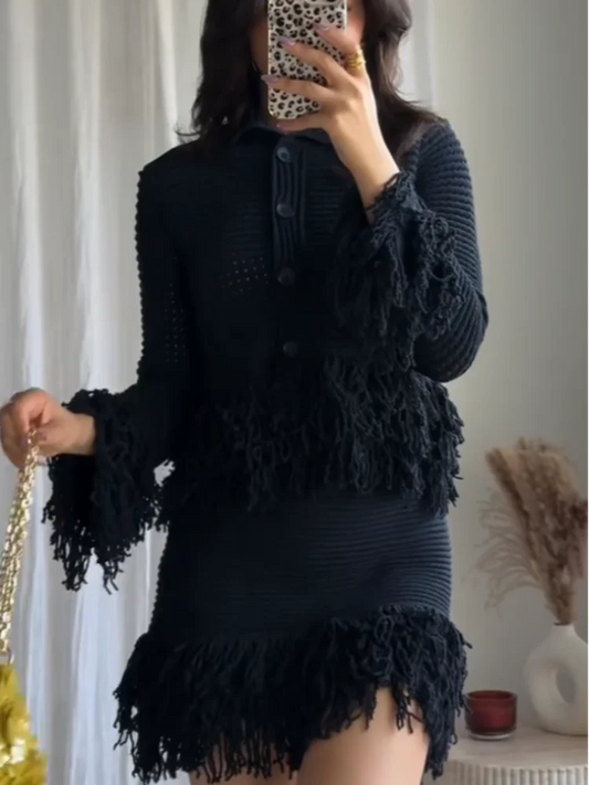 Knitted Hollow-Out Single-Breasted Cardigan