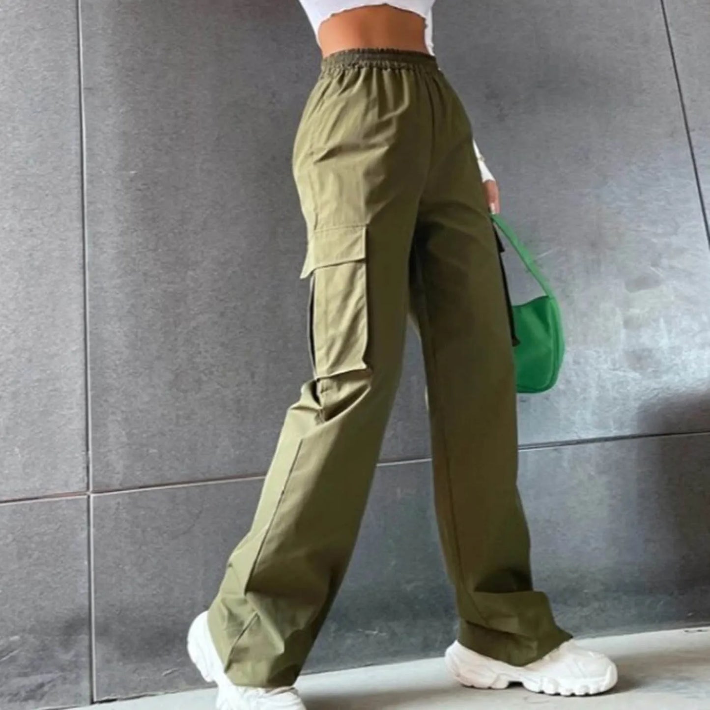 Women’s High-Waist Orange Cargo Trousers