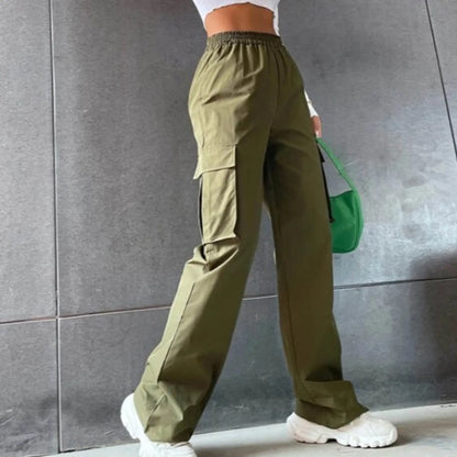 Women’s High-Waist Orange Cargo Trousers