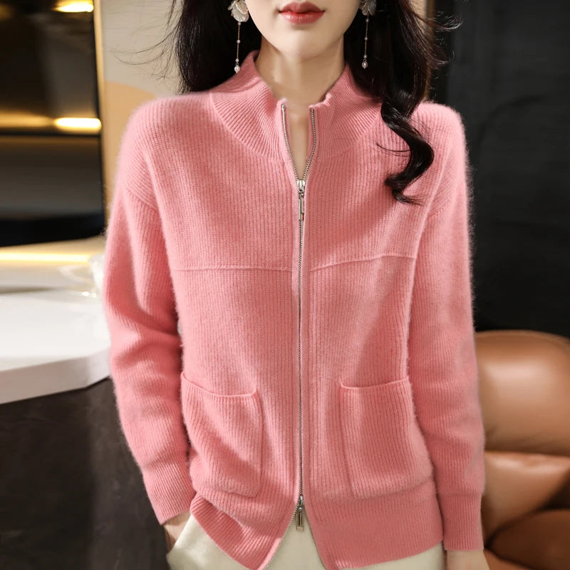 Women's Wool Zip-Up Cardigan