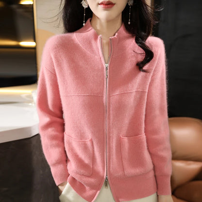 Women's Wool Zip-Up Cardigan