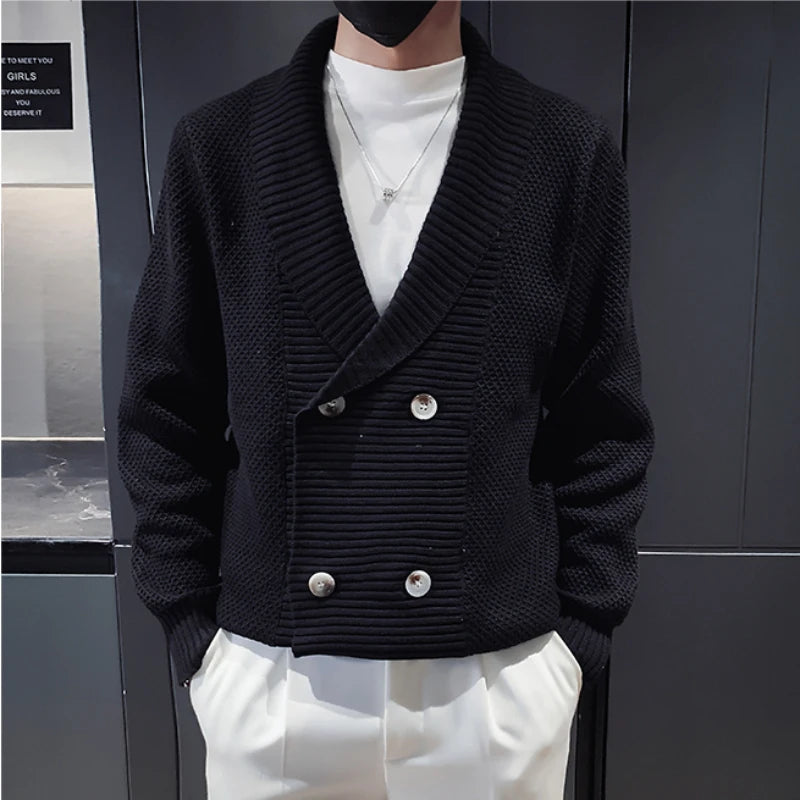 Men’s Double-Breasted V-Neck Cardigan