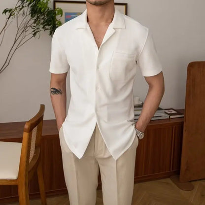 Men’s Old Money Aesthetic Short-Sleeve Shirt