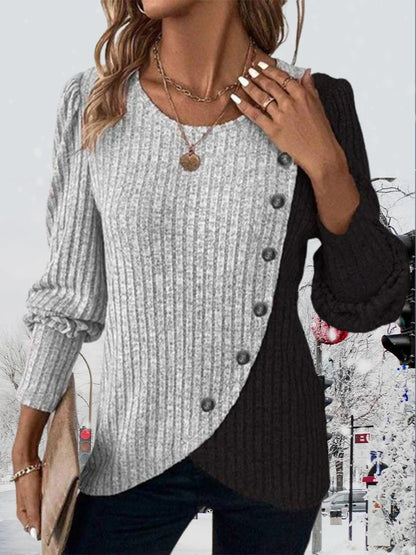 Women's Contrast Color Striped Knit Sweater